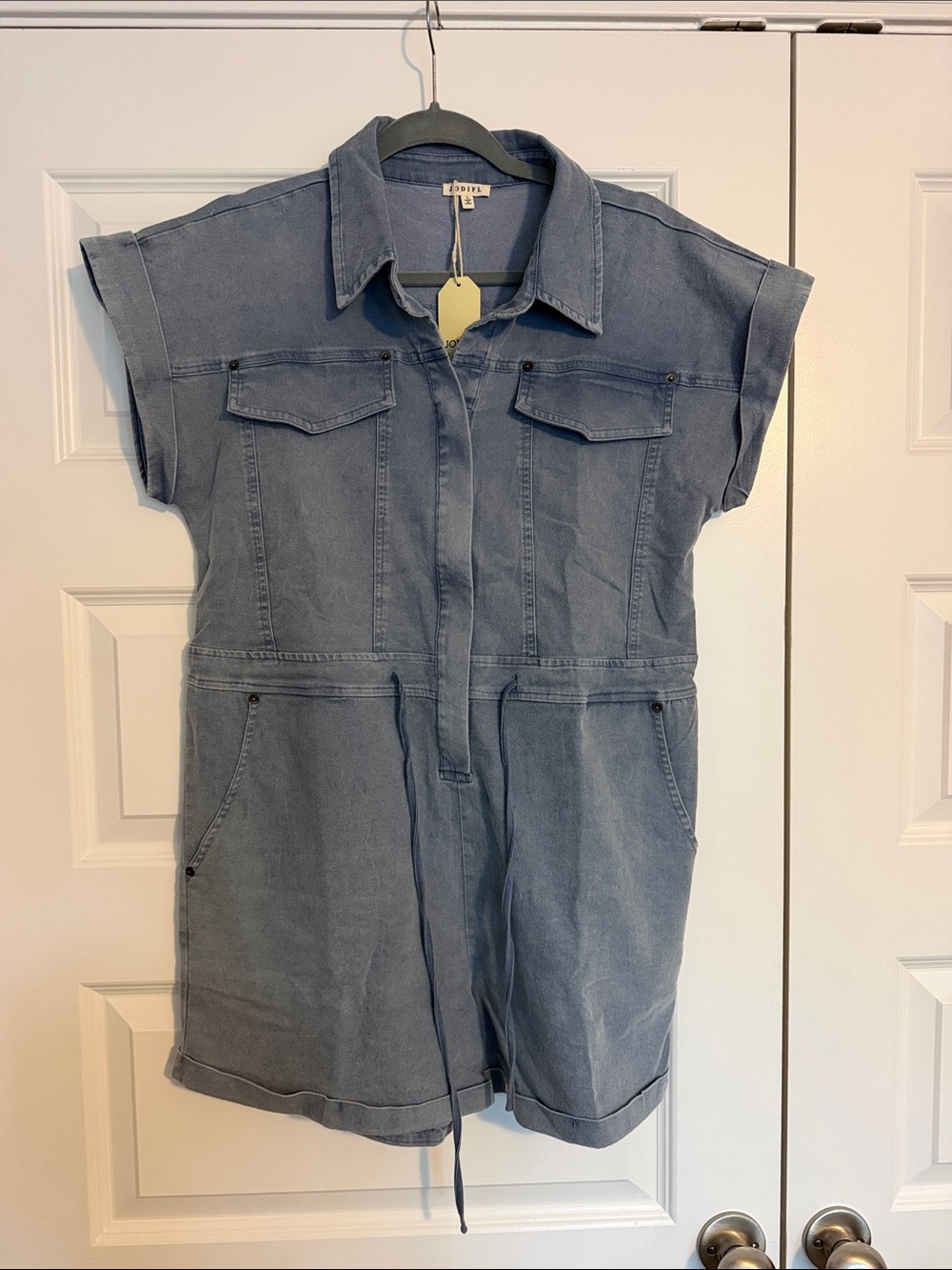 JODIFL Dusty Blue Denim Short Sleeve Romper - NWT